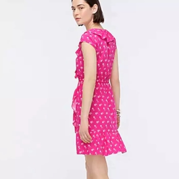 NWT J. Crew Pink Floral Print Ruffle Dress - Picture 3 of 10